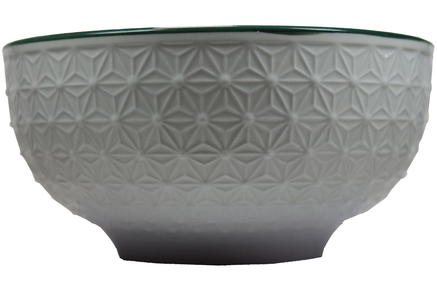 Schüssel 750 ml Ø 16 cm grünes Linienmuster innen Blütenrelief außen