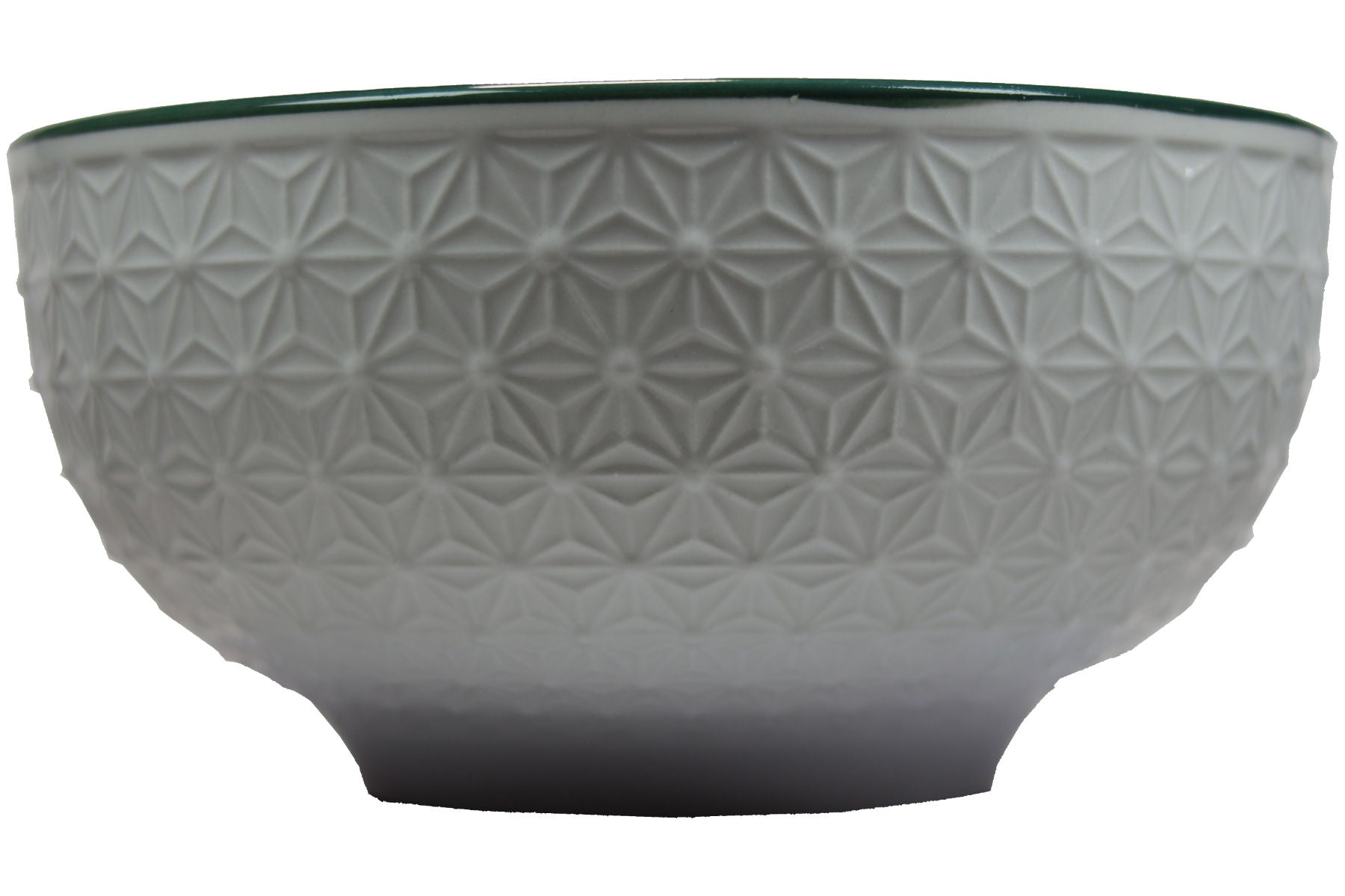 Schüssel 750 ml Ø 16 cm grünes Linienmuster innen Blütenrelief außen