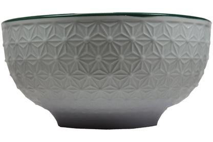 Schüssel 750 ml Ø 16 cm grünes Linienmuster innen Blütenrelief außen
