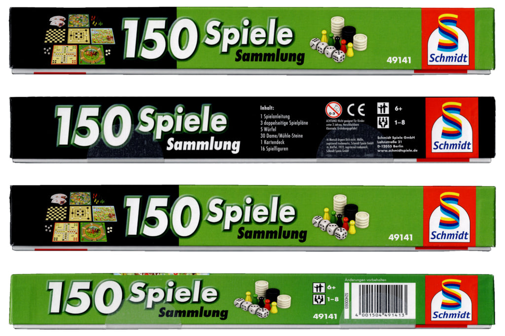 Schmidt 150 Spiele 49141 Spielesammlung grün für 2 - 8 Spieler ab 6 Jahre