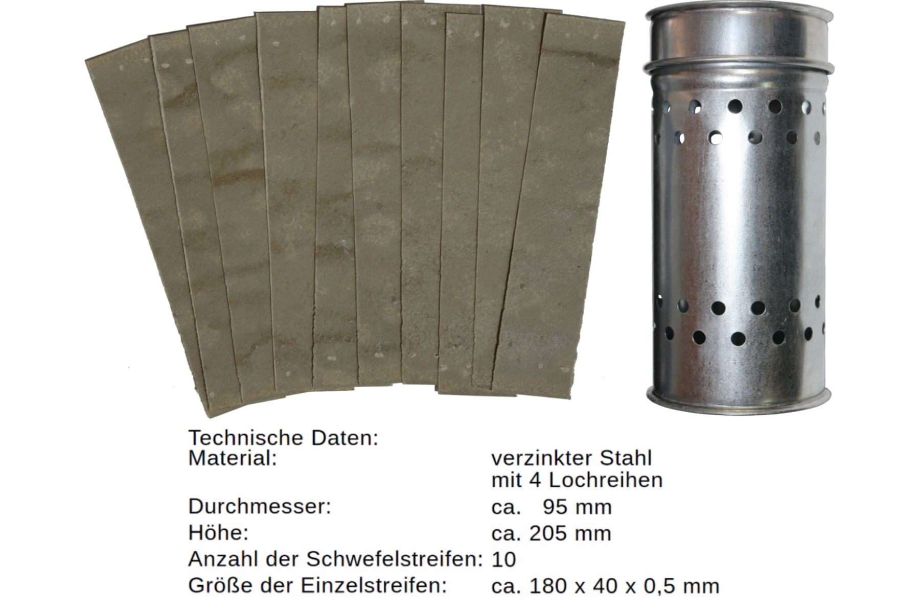 Schwefeldose Set mit 10 Schwefelstreifen braun zur Desinfektion bei Wachsmotte