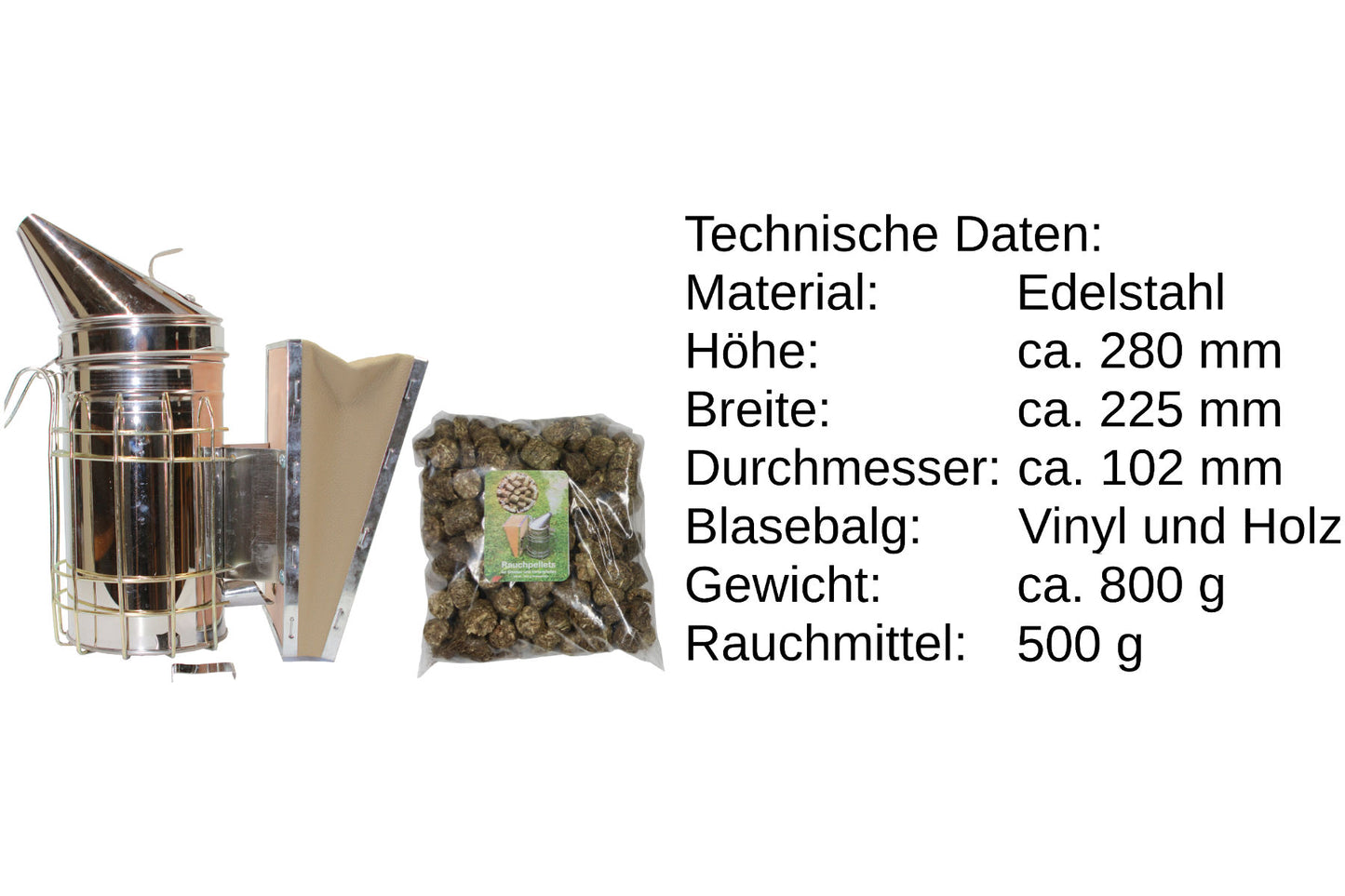 Imker Starter Set weiß 5 Teile Imkerhut Besen Edelstahl-Smoker Stockmeißel Handschuhe