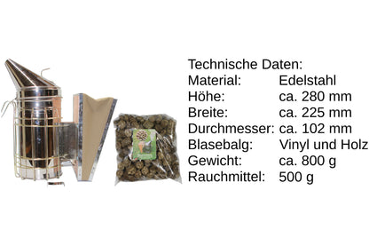 Imker Starter Set weiß 5 Teile Imkerhut Besen Edelstahl-Smoker Stockmeißel Handschuhe