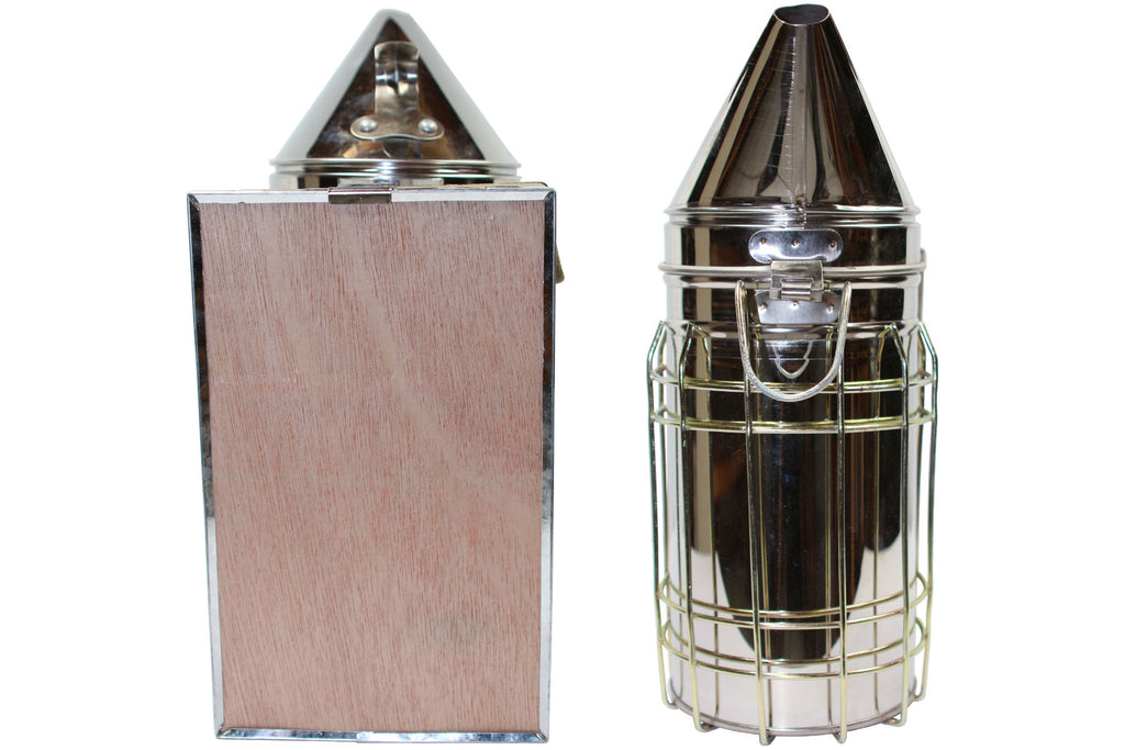 Imker Starter Set weiß 5 Teile Imkerhut Besen Edelstahl-Smoker Stockmeißel Handschuhe