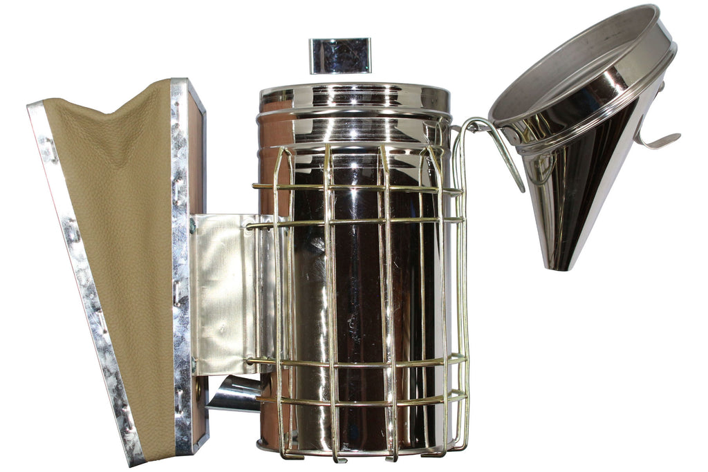 Imker Starter Set weiß 5 Teile Imkerhut Besen Edelstahl-Smoker Stockmeißel Handschuhe