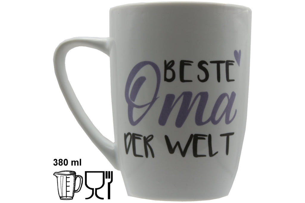 Jumbo Tasse XXL 380 ml mit Schriftzug "Beste Oma der Welt" auf 2 Seiten
