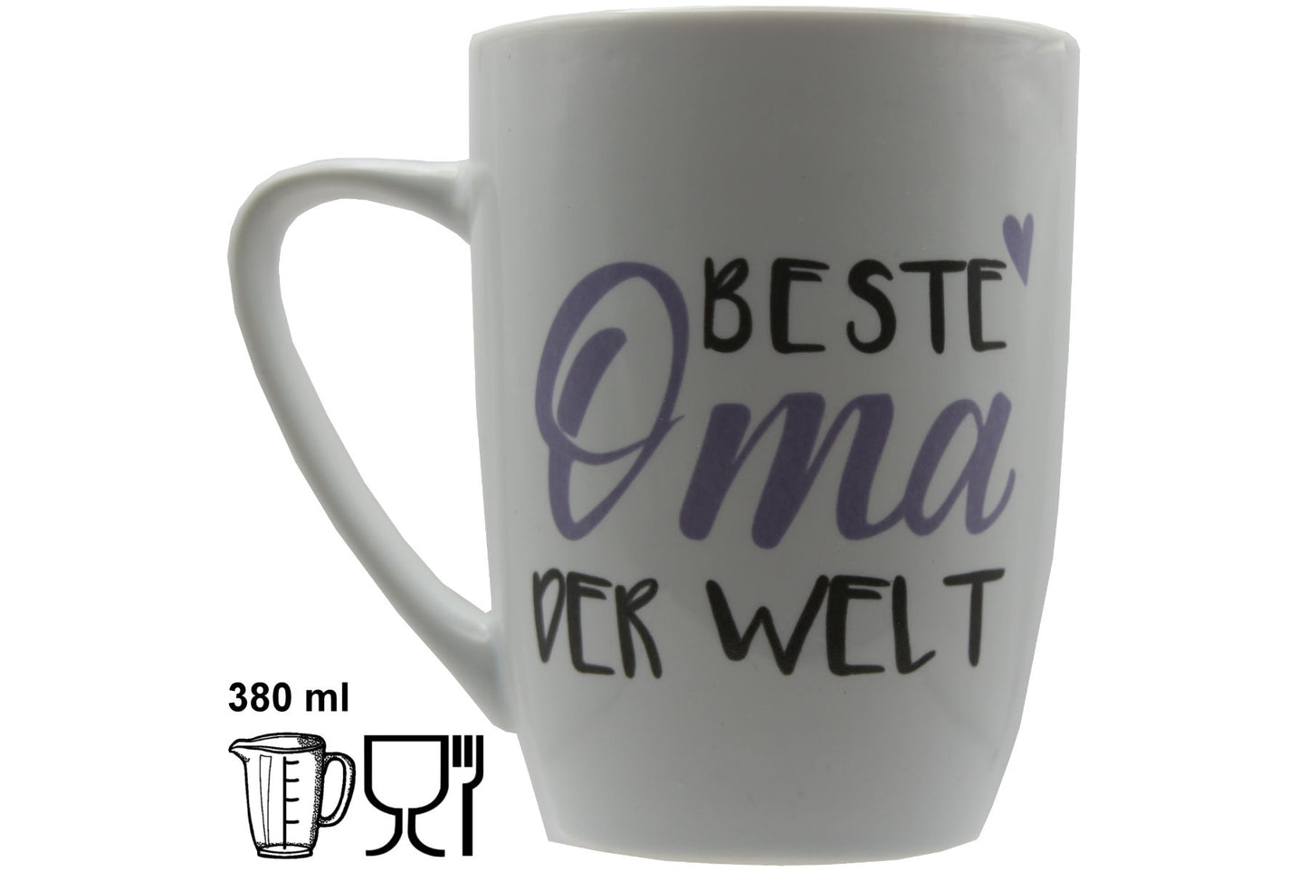 Jumbo Tasse XXL 380 ml 2er-Set mit Schriftzug "Beste Oma der Welt" bzw. "Bester Opa der Welt"
