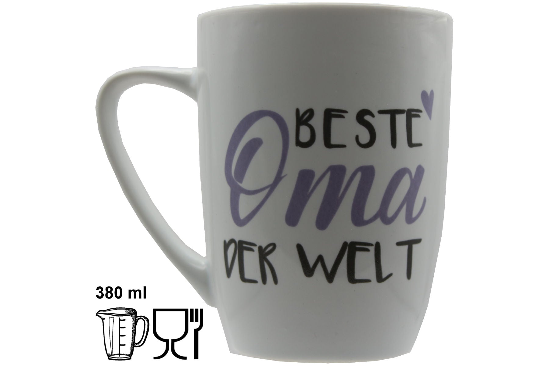 Jumbo Tasse XXL 380 ml 2er-Set mit Schriftzug "Beste Oma der Welt" bzw. "Bester Opa der Welt"