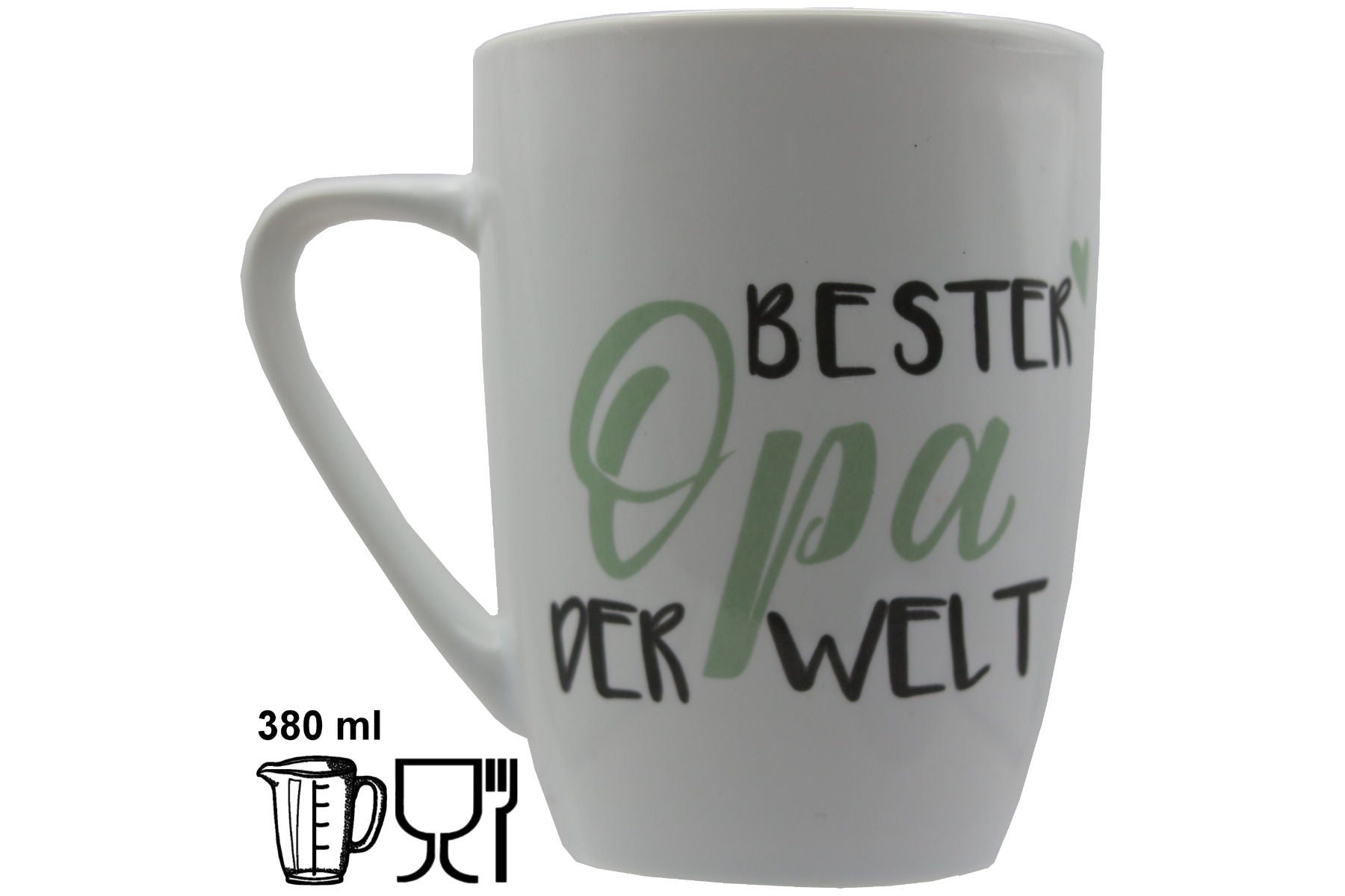Jumbo Tasse XXL 380 ml 2er-Set mit Schriftzug "Beste Oma der Welt" bzw. "Bester Opa der Welt"