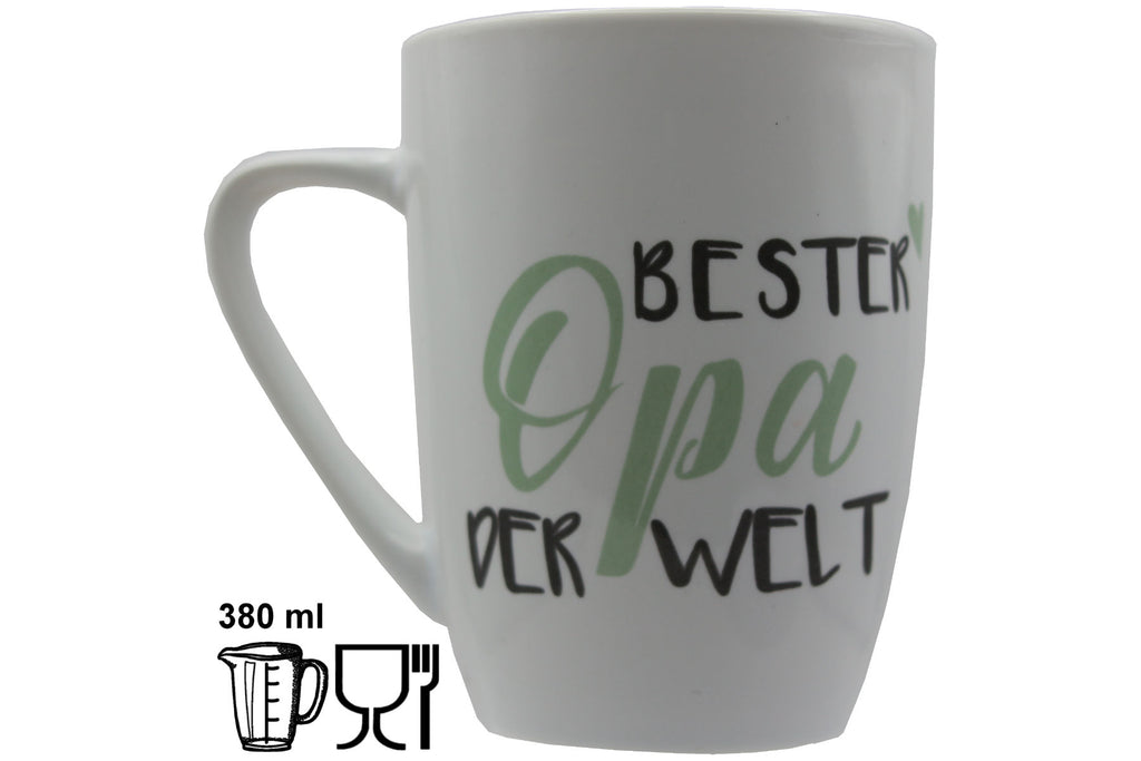 Jumbo Tasse XXL 380 ml mit Schriftzug "Bester Opa der Welt" auf 2 Seiten