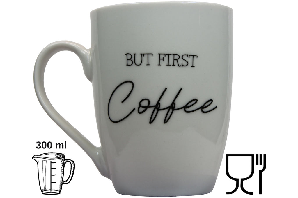 Jumbo Tasse XXL 300 ml mit Schriftzug "But First Coffee"
