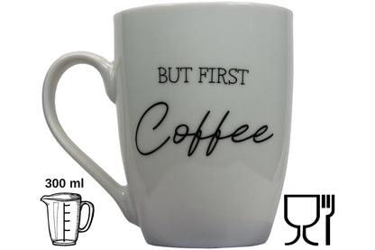 Jumbo Tasse XXL 300 ml mit Schriftzug "But First Coffee"
