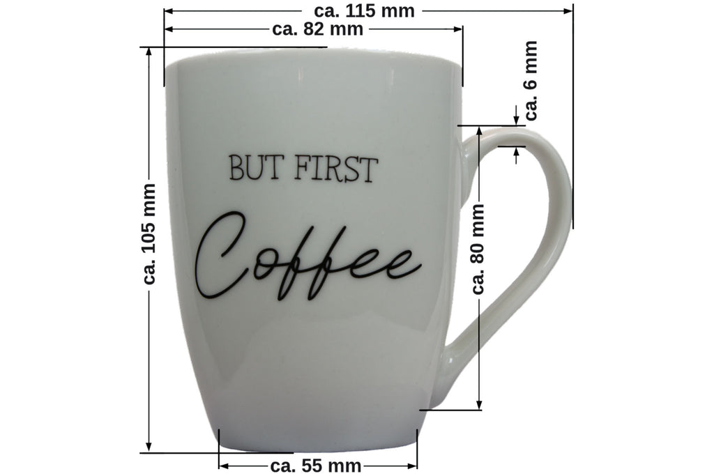 Jumbo Tasse XXL 300 ml mit Schriftzug "But First Coffee"