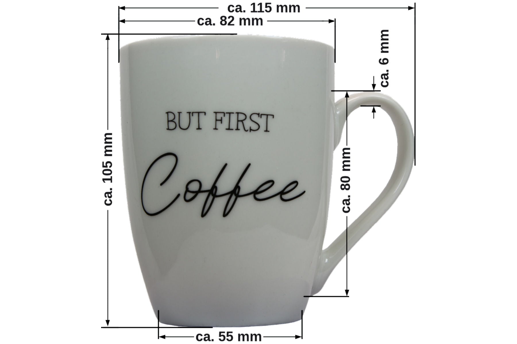 Jumbo Tasse XXL 300 ml mit Schriftzug "But First Coffee"