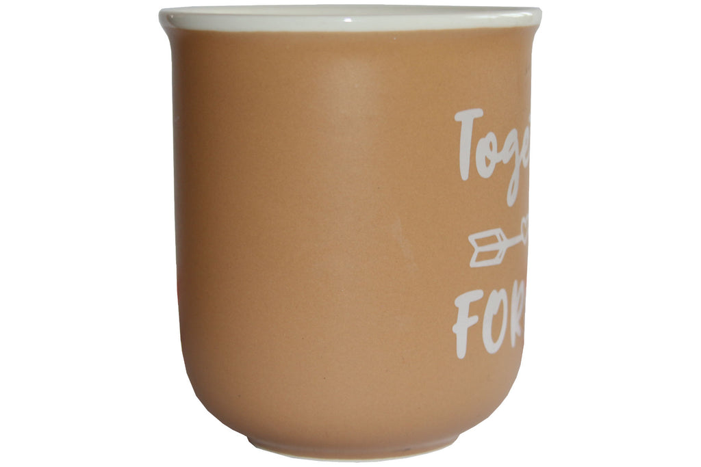Jumbo Tasse XXL 350 ml hellbraun mit weißem Schriftzug "Together - FOREVER"