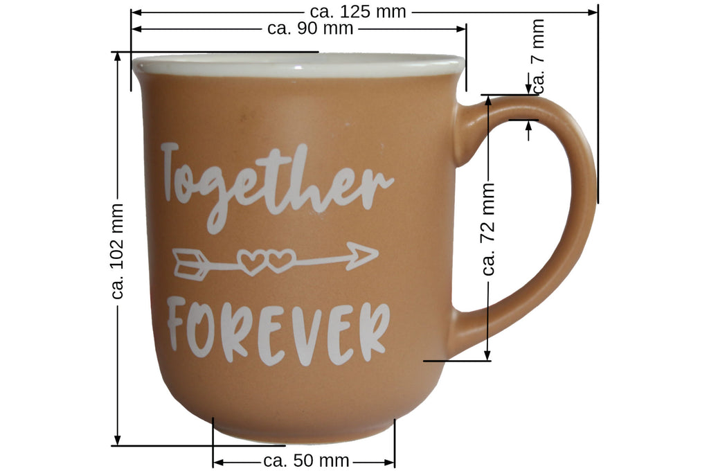 Jumbo Tasse XXL 350 ml hellbraun mit weißem Schriftzug "Together - FOREVER"