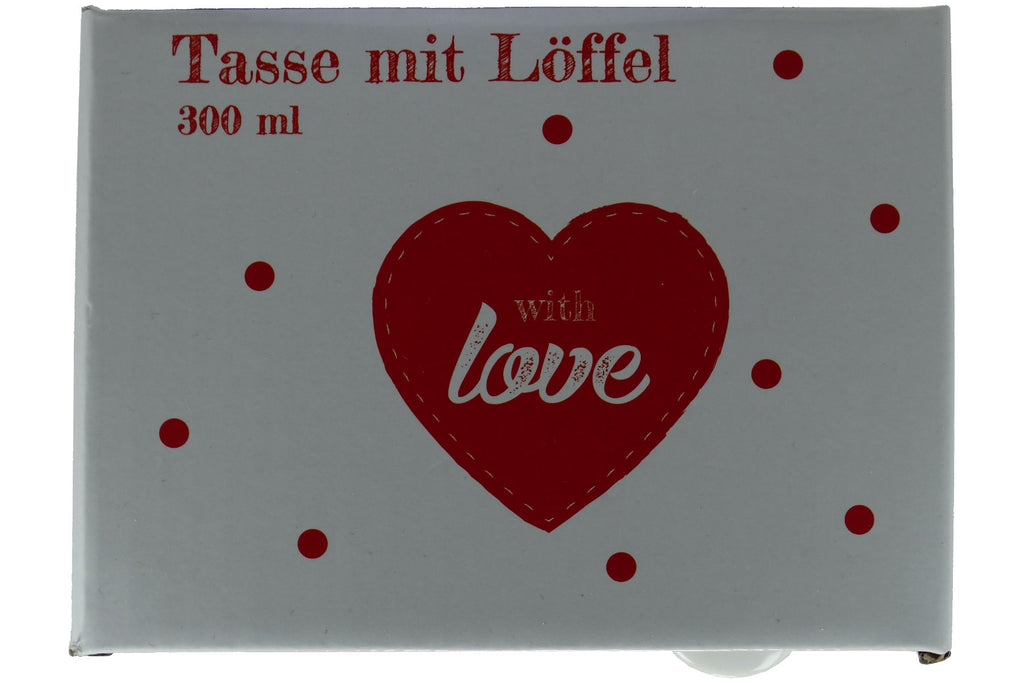Jumbo Tasse XXL 300 ml weiß mit Schriftzug "With love" in Geschenkbox