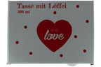 Jumbo Tasse XXL 300 ml weiß mit Schriftzug "With love" in Geschenkbox