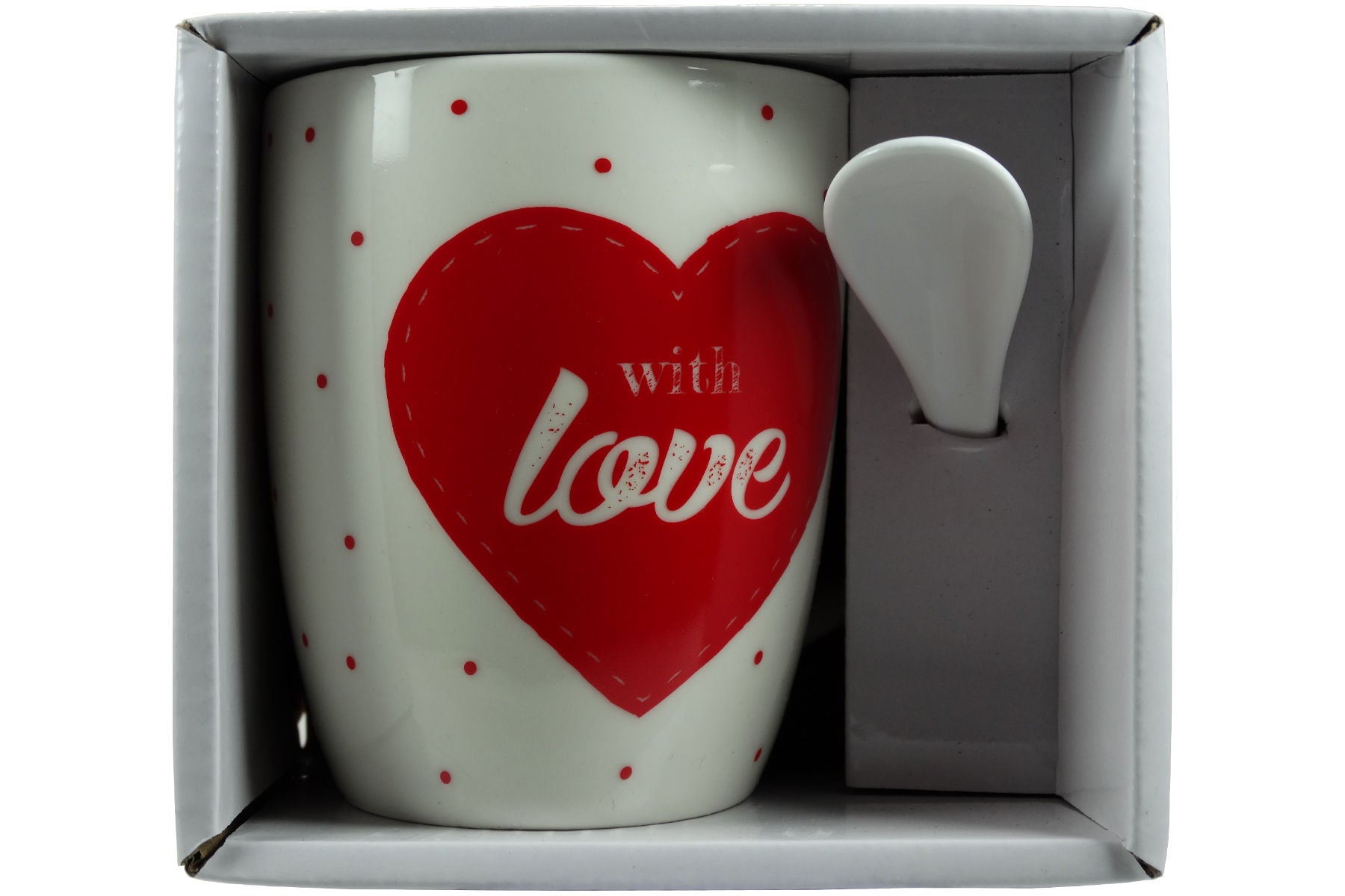 Jumbo Tasse XXL 300 ml weiß mit Schriftzug "With love" in Geschenkbox