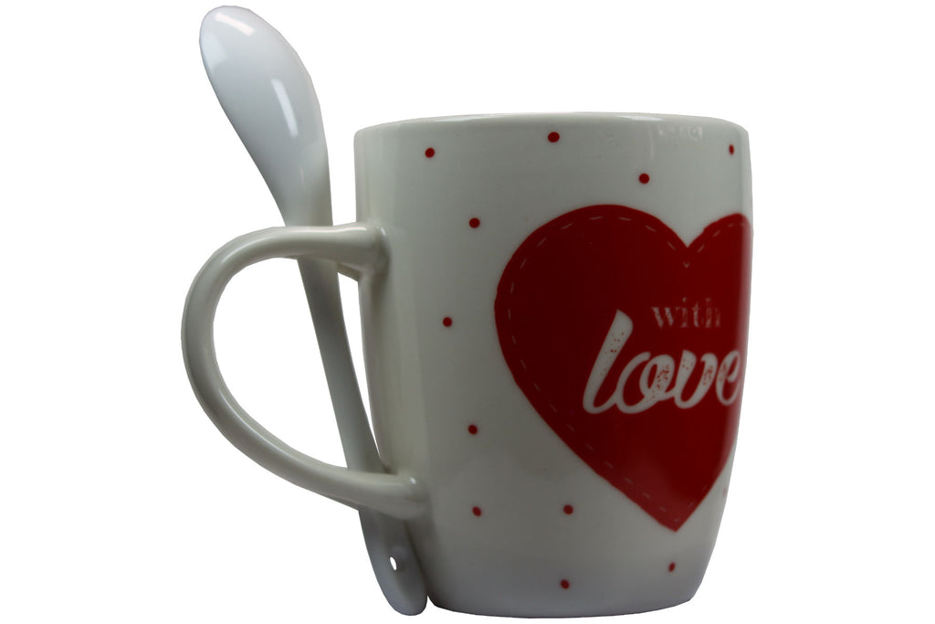 Jumbo Tasse XXL 300 ml weiß mit Schriftzug "With love" in Geschenkbox