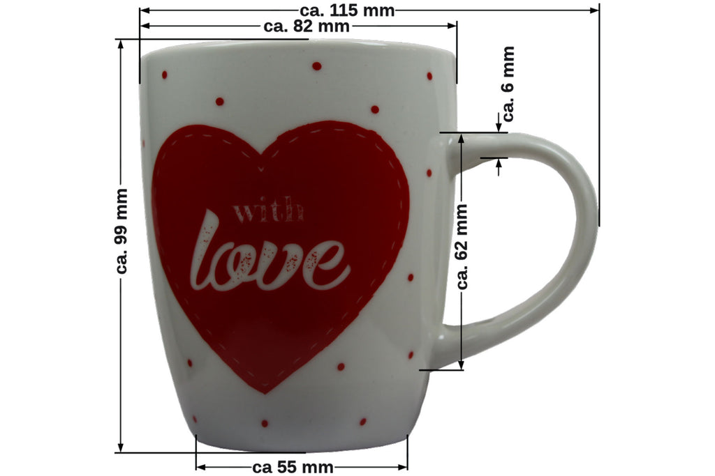 Jumbo Tasse XXL 300 ml weiß mit Schriftzug "With love" in Geschenkbox