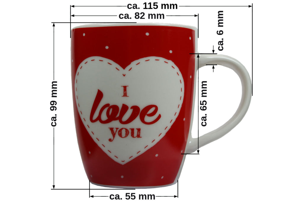 Jumbo Tasse XXL 300 ml mit Schriftzug "I love You" in Geschenkbox