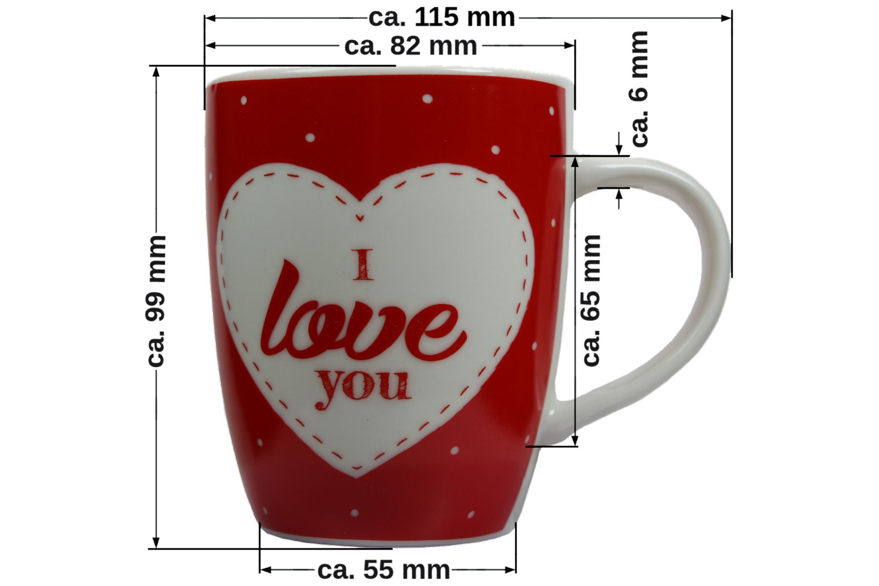 Jumbo Tasse XXL 300 ml mit Schriftzug "I love You" in Geschenkbox