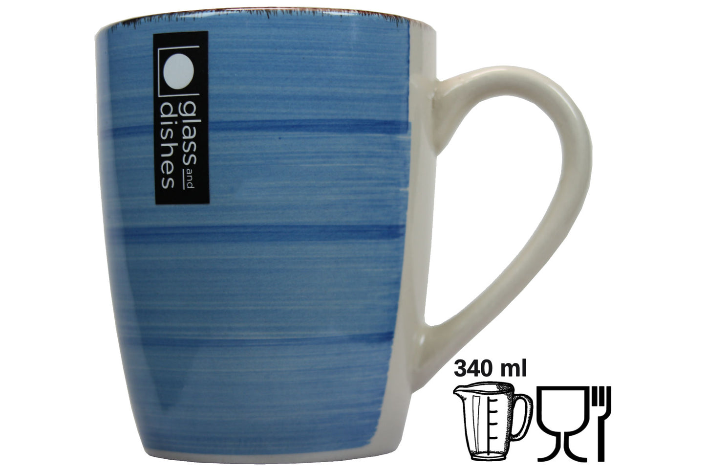 Frühstückset Jumbo Tasse XXL 340 ml und Müslischale 600 ml Ø 14 cm blau gestreift