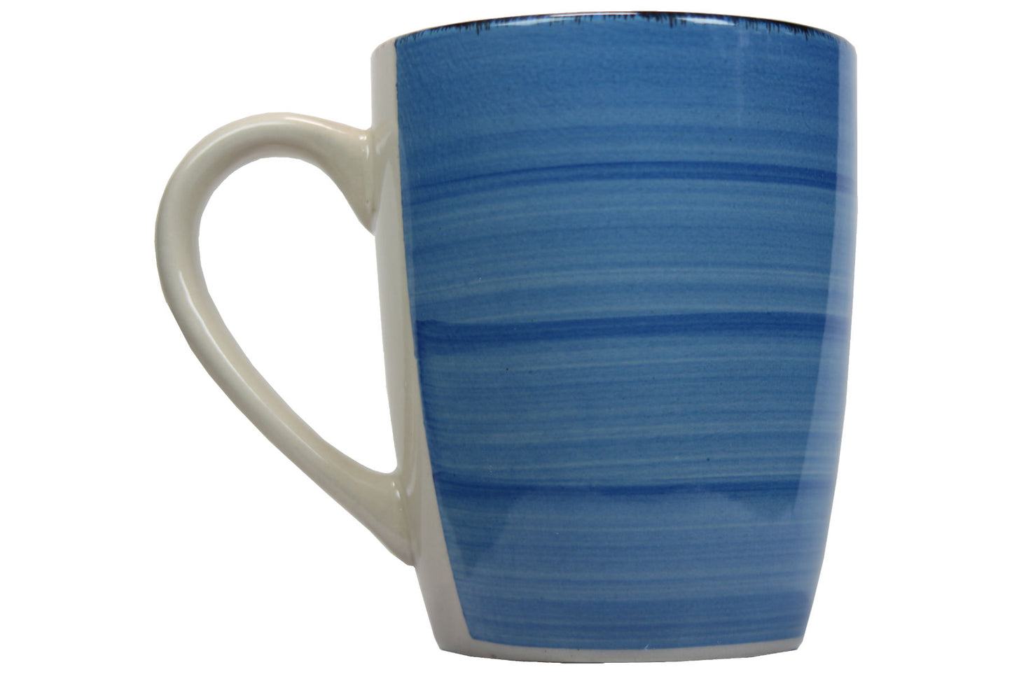 Frühstückset Jumbo Tasse XXL 340 ml und Müslischale 600 ml Ø 14 cm blau gestreift