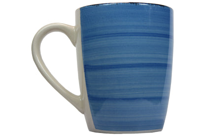 Frühstückset Jumbo Tasse XXL 340 ml und Müslischale 600 ml Ø 14 cm blau gestreift