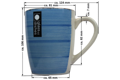 Frühstückset Jumbo Tasse XXL 340 ml und Müslischale 600 ml Ø 14 cm blau gestreift