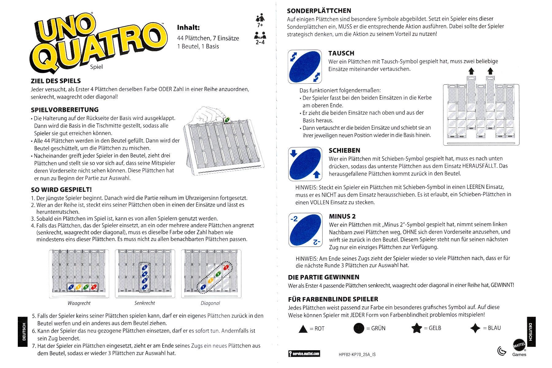 Uno Quattro von Mattel ab 7 Jahre 2-4 Spieler