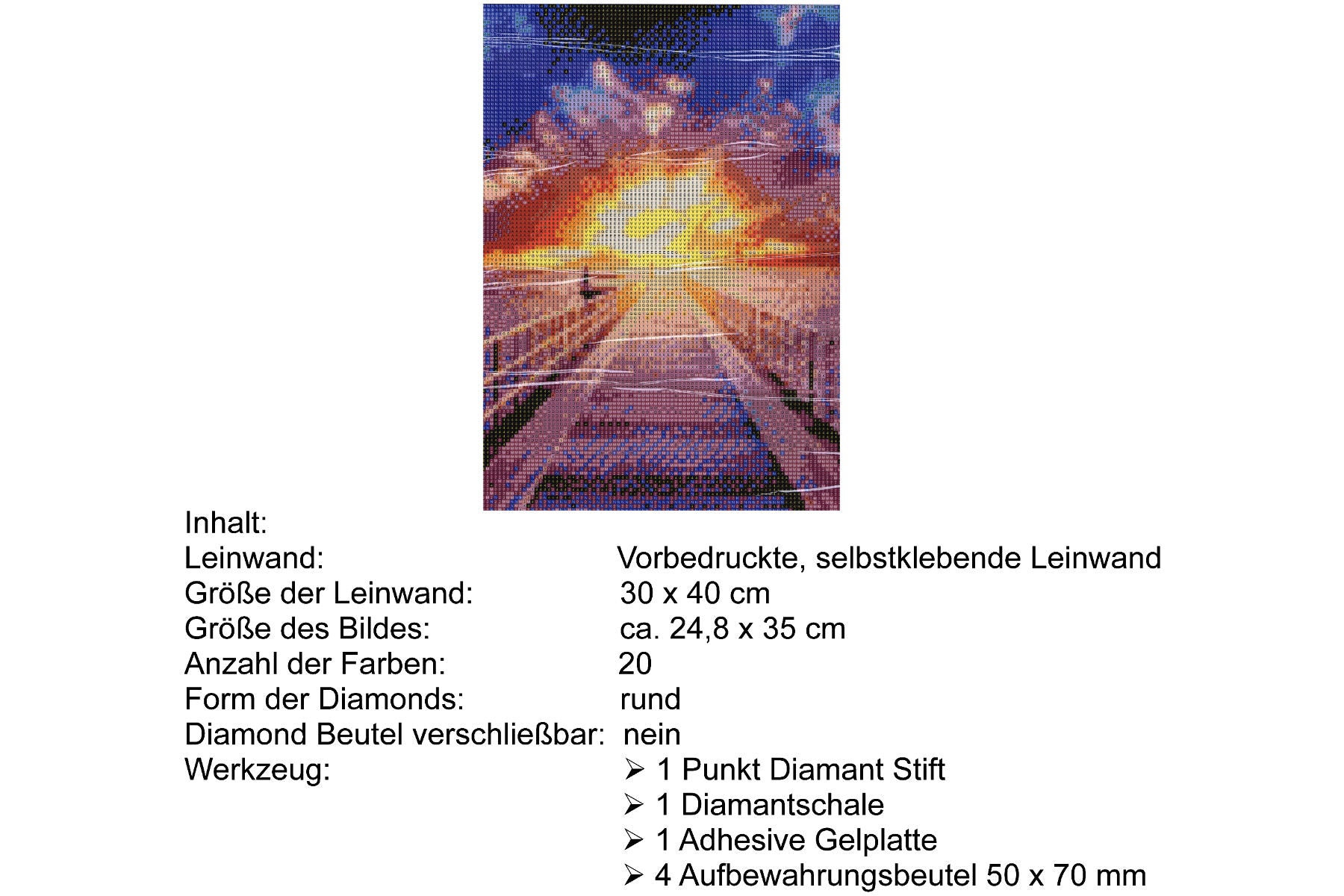 Steg im Meer mit Sonnenuntergang Diamond Painting 20 Farben 30x40cm W1580