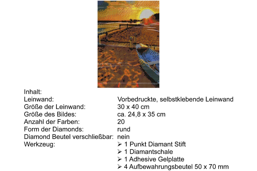 Boot auf Strand am Meer Diamond Painting 20 Farben 30x40 cm W1890