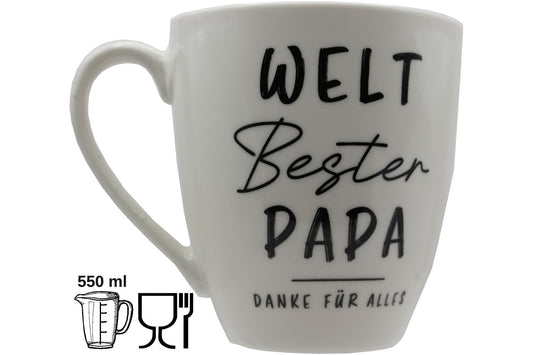 Jumbo Tasse XXL 550 ml mit Schriftzug "WELT Bester PAPA - DANKE FÜR ALLES"
