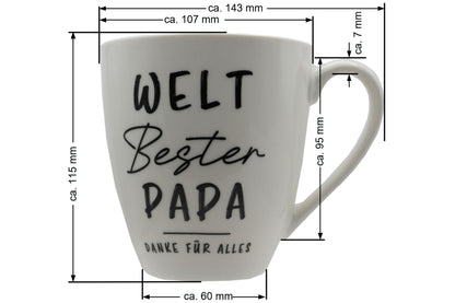 Jumbo Tasse XXL 550 ml mit Schriftzug "WELT Bester PAPA - DANKE FÜR ALLES"