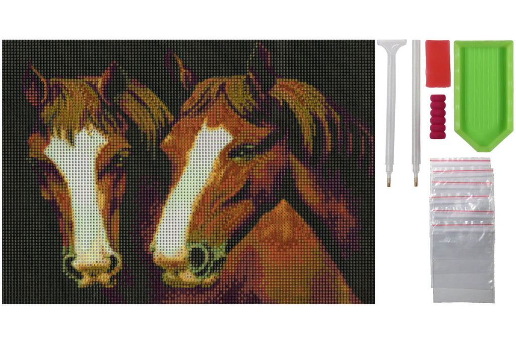2 Pferdeköpfe von braunen Pferde Diamond Painting 20 Farben 40x30cm WX849