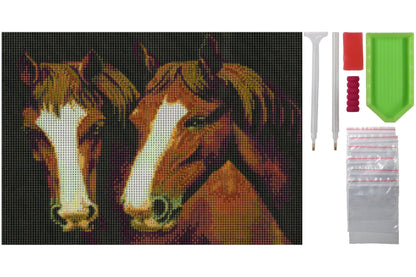2 Pferdeköpfe von braunen Pferde Diamond Painting 20 Farben 40x30cm WX849