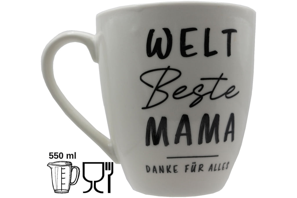 Jumbo Tasse XXL 550 ml mit Schriftzug "WELT Beste MAMA - DANKE FÜR ALLES"
