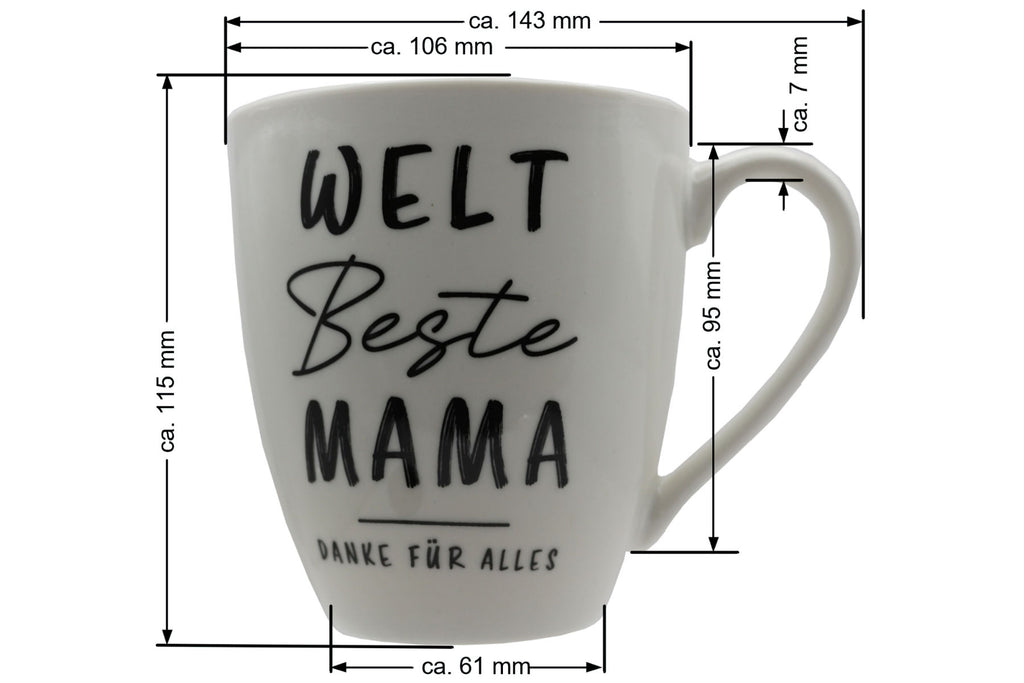 Jumbo Tasse XXL 550 ml mit Schriftzug "WELT Beste MAMA - DANKE FÜR ALLES"