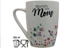 Jumbo Tasse XL 350 ml mit Schriftzug "World´s best Mom" mit Blumenwiese