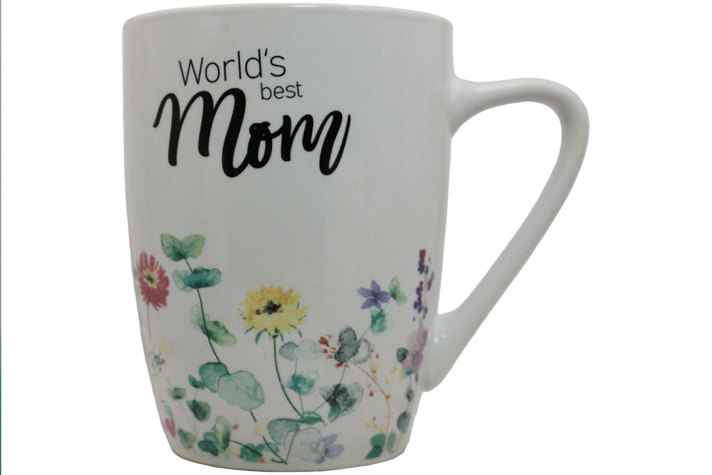 Jumbo Tasse XL 350 ml mit Schriftzug "World´s best Mom" mit Blumenwiese