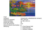 See mit Haus und Boot im Sonnenuntergang Diamond Painting  32 Farben 450x300 mm  YMX90