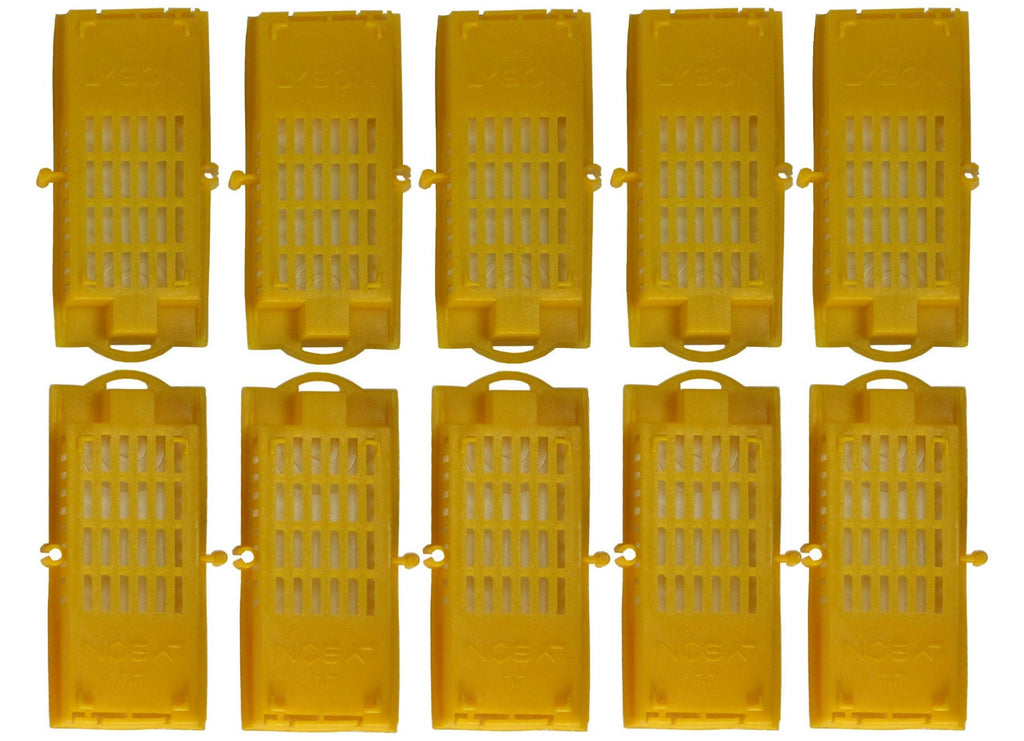 10 Stück Zusetzkäfig Versandkäfig gelb für Bienenköniginnenzucht