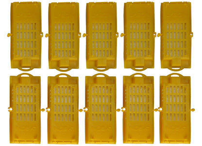 10 Stück Zusetzkäfig Versandkäfig gelb für Bienenköniginnenzucht