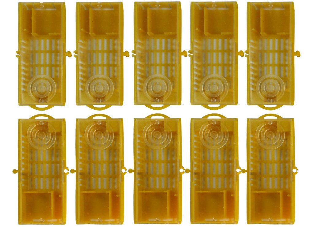 10 Stück Zusetzkäfig Versandkäfig gelb für Bienenköniginnenzucht