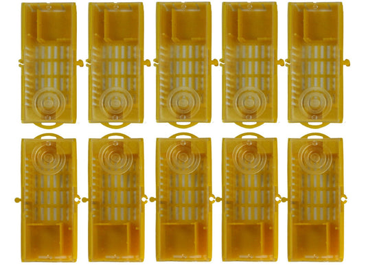 10 Stück Zusetzkäfig Versandkäfig gelb für Bienenköniginnenzucht