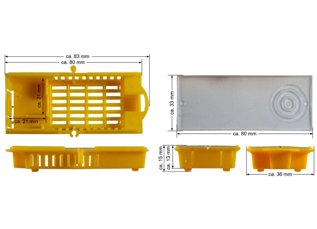 10 Stück Zusetzkäfig Versandkäfig gelb für Bienenköniginnenzucht