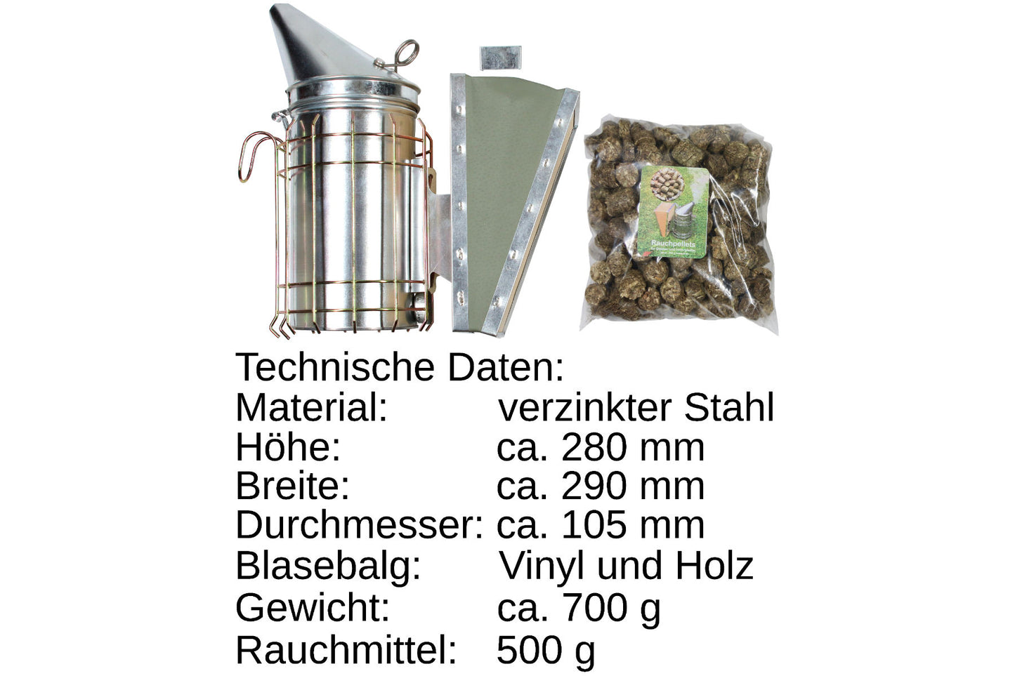 Imker Starter Set weiß 5 Teile Imkerhut Besen Smoker Stockmeißel Handschuhe