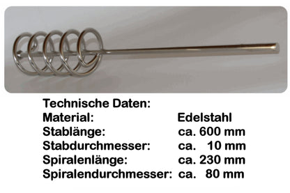 Honigrührstab Rührspirale Honig cremig rühren 60cm Imker Honigrührer